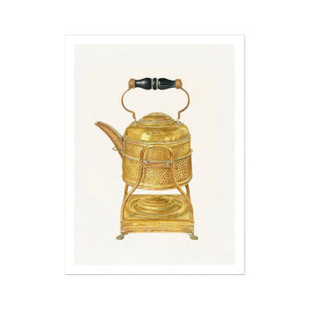 Brass Kettle - Frank M. Keane 1930s Kitchen Art Print / Canvas Ornate Teapot Stand Decorative Etched Patterns, Prints