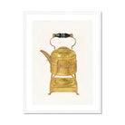 Brass Kettle - Frank M. Keane 1930s Kitchen Art Print, Golden Antique Teapot Ornate Stand