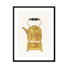 Brass Kettle - Frank M. Keane 1930s Kitchen Art Print, Ornate Brass Teapot Black Handle Stand
