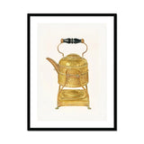 Brass Kettle - Frank M. Keane 1930s Kitchen Art Print, Ornate Brass Teapot Black Handle Stand