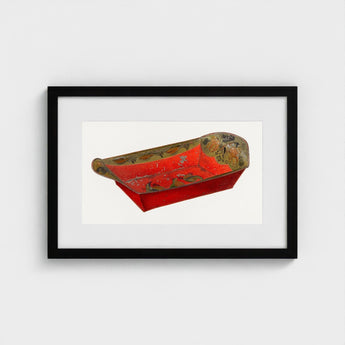 Bread Tray - Mildred Ford 1930s Kitchen Art Print / Canvas Vibrant Red Hand-painted Wooden Sleigh Intricate Gold Green Ford’s, Vintage