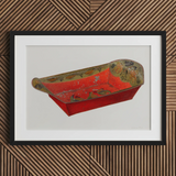 Bread Tray - Mildred Ford 1930s Kitchen Art Print / Canvas Vibrant Red Hand-painted Wooden Sleigh Intricate Gold Green Mildred Ford’s Bread