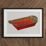Bread Tray - Mildred Ford 1930s Kitchen Art Print / Canvas Vibrant Red Hand-painted Wooden Sleigh Intricate Gold Green Ford’s, Vintage