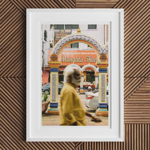 Brickfields - Kuala Lumpur Street Photography Art Print, 18x24’’ / 46x61cm / Unframed, Framed Photograph Person Yellow Clothing Past Ornate
