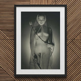 The Bride - Max Dupain Art Print / Canvas Black-framed Black-and-white Photographic Woman Draped Mesh Fabric Wide-mesh Fishing Net, Drapes,