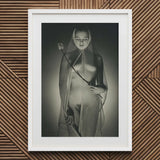 The Bride - Max Dupain Art Print / Canvas Black-and-white Framed Photographic Woman Mesh Veil Dandelion Wide-mesh Fishing Net, Drapes, Open