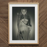 The Bride - Max Dupain Art Print / Canvas Black-and-white Photographic Light Wood Frame Woman Draped Wide-mesh Fishing Net, Drapes, Open