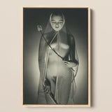 The Bride - Max Dupain Art Print / Canvas Black-and-white Photographic Light Wood Frame Woman Draped Wide-mesh Fishing Net, Drapes, Open