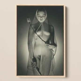 The Bride - Max Dupain Art Print / Canvas Black-and-white Photographic Light Wood Frame Woman Draped Wide-mesh Fishing Net, Drapes, Open