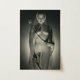 The Bride - Max Dupain Art Print / Canvas Black-and-white Photographic Woman Draped Fine Mesh Veil Wide-mesh Fishing Net, Drapes, Open