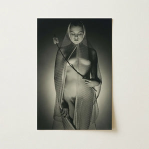 The Bride - Max Dupain Art Print / Canvas, Wide-mesh Fishing Net, Fishing Net Drapes, Open Lattice Pressing, Lattice Pressing