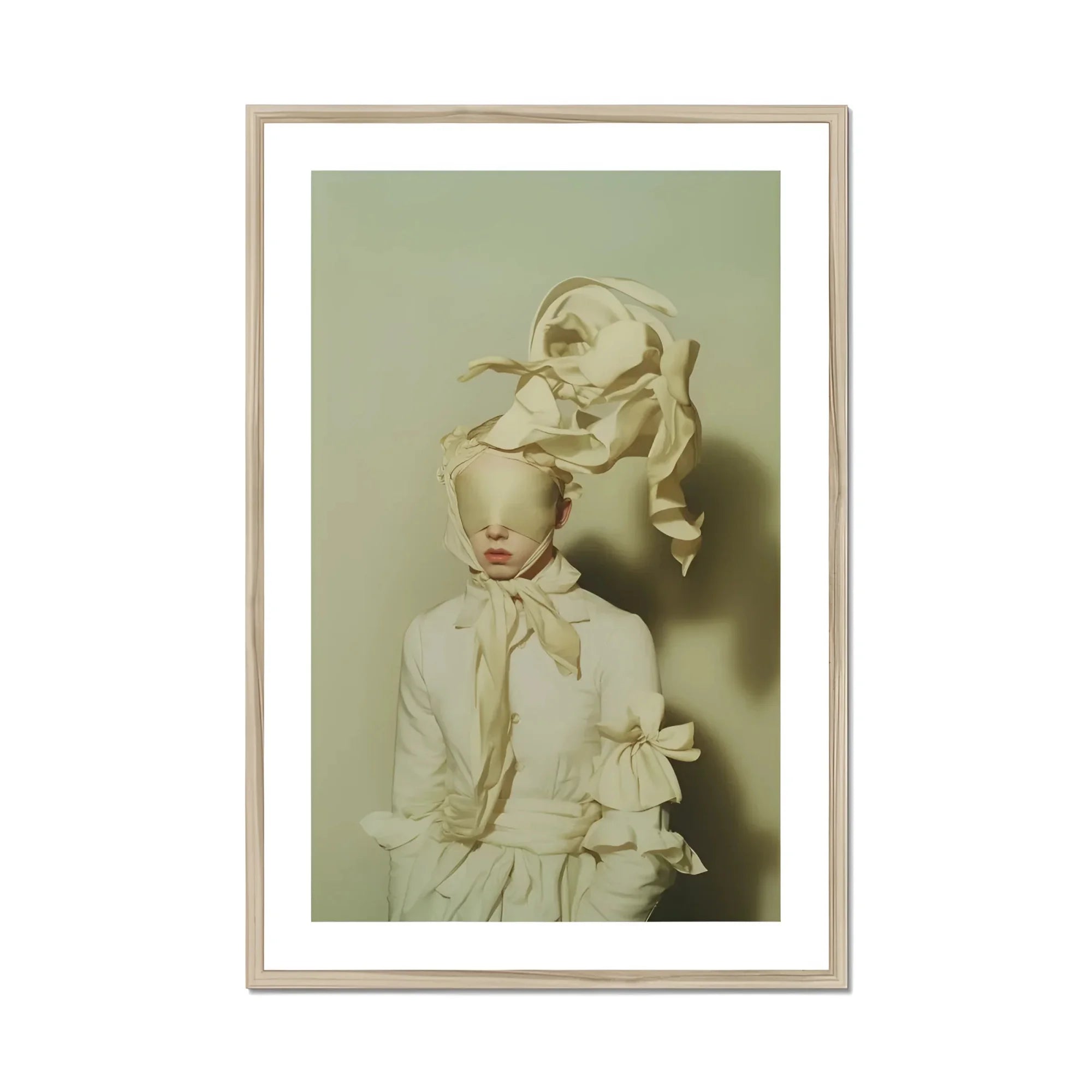 Bright Side - Surreal High Fashion Art Print, Framed Art Print Person White Outfit Head