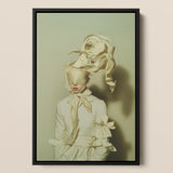 Bright Side - Surreal High Fashion Art Print / Canvas Framed Portrait Person Off-white Ruffled Garment Fabric Draped Surreal High Fashion,