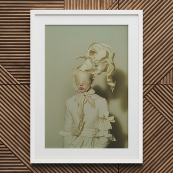 Bright Side - Surreal High Fashion Art Print / Canvas White Framed Portrait Child Obscured Face Vintage Clothing Surreal High Fashion,