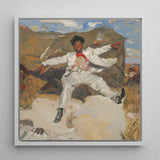 Bright White Light Art Print / Canvas Framed Painting Man All-white Suit Gold Chains Black Red Knot Pulsing, Fine, Prints