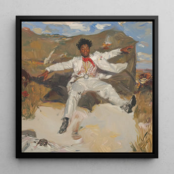 Bright White Light Art Print / Canvas Framed Painting Man Elegant Suit Red Bow Knot Pulsing, Fine, Prints