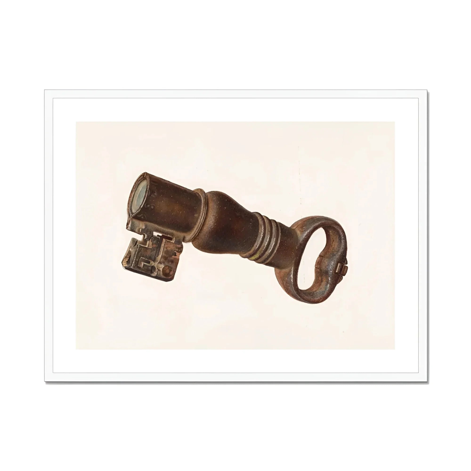 Bronze Key Bank - William O. Fletcher 1930s Art Print, Antique Ornate Metal Key Decorative Handle Barrel