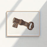 Antique Bronze-colored Metal Key Intricate Worn Aged Patina Fletcher 1930s Decorative, Art, Enigmatic William