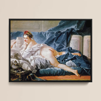 Brunette Odalisque - Francois Boucher Nude Art Print / Canvas Framed Reproduction Jean-antoine Watteau’s ?The Embarkation Cythera” Woman F