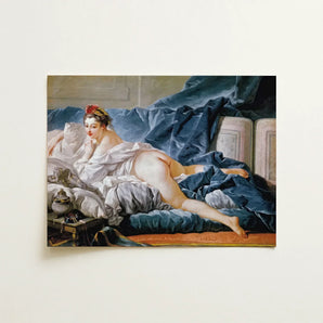 Brunette Odalisque - Francois Boucher Nude Art Print / Canvas Reproduction Painting Embrace Jean-antoine Watteau Woman Soft White François