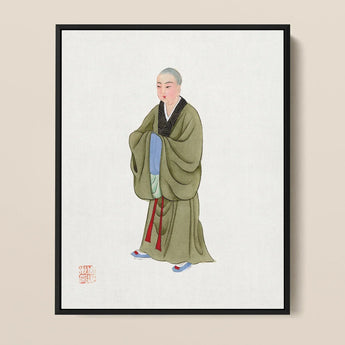 Buddhist Monk - Qing Dynasty Clothing Art Print / Canvas Framed Traditional Chinese Ink Wash Painting Serene, Manchu, Prints