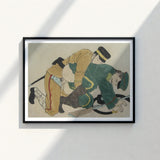 Black-framed Artwork Two Soldiers Historical Uniforms Tan Green Fevered Height, Russo-japanese War, Shunga Turns
