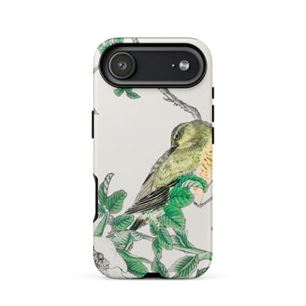 Bulbul and Rugosa - Numata Kashu Shūchō Gafu Iphone Case 17 Air / Matte White Green Bird Phone Case Floral Design Durable Numata Kashu,