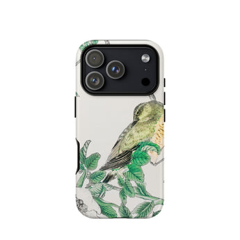 Bulbul and Rugosa - Numata Kashu Shūchō Gafu Iphone Case 17 Pro / Matte White Green Bird Phone Floral Design Made, Pocket-sized Avian