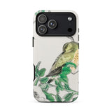 Bulbul and Rugosa - Numata Kashu Shūchō Gafu Iphone Case 17 Pro Max / Matte White Green Bird Phone Case Floral Design Made Numata Kashu,