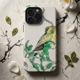 Bulbul and Rugosa - Numata Kashu Shūchō Gafu Iphone Case White Phone Case Detailed Illustration Green Bird Perched Numata Kashu,