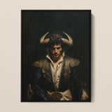 Bullish - Horny Gay Matador Art Print / Canvas Black-framed Portrait Man Ornate Attire Golden Accents Prominent Gay Matador Art, Queer
