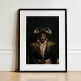 Bullish - Horny Gay Matador Art Print / Canvas Black-framed Portrait Man Ornate Dark Velvet Gold-embroidered Attire, Queer Power Incarnate,