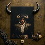 Bullish - Horny Gay Matador Art Print / Canvas Dark-toned Portrait Print Man Ornate Attire Prominent Horns Gay Matador Art, Queer Power