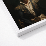 Framed Portrait Man Ornate Dark Velvet Gold-embroidered Attire Gay Matador Art, Queer Power Incarnate, Myth Meets Masculinity