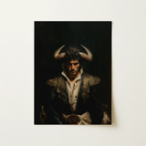 Bullish - Horny Gay Matador Art Print / Canvas Framed Portrait Man Traditional Attire Ornate Gold-embroidered Black Gay Matador Art, Queer