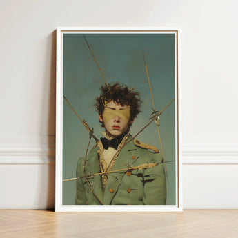 Framed Art Print Person Olive-green Military-style Coat Gold Saint Sebastian, Surreal 18th Century, Gay Military