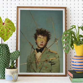 Bullseye - Surreal 18th Century Gay Military Art Print / Canvas Framed Portrait Blindfolded Person Saint Sebastian, Prints