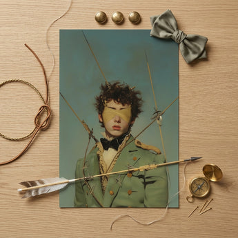 Bullseye - Surreal 18th Century Gay Military Art Print / Canvas Vintage-style Portrait Print Young Man Olive-green Military Coat Saint