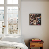 Bunked Twunk - Trashy Lowbrow Gay Punk Art Print / Canvas Framed Canvas Painting Figure Surrounded Abundance Colorful Stuffed Shirtless