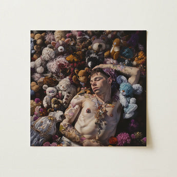 Bunked Twunk - Trashy Lowbrow Gay Punk Art Print / Canvas, Shirtless Twunk Slumbers, Lowbrow Gay Punk, Punk Homoerotic Art