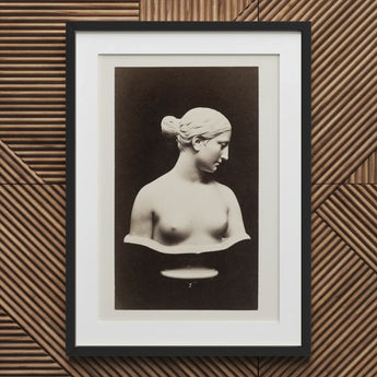Bust of Greek Slave - Hiram Powers Art Print / Canvas Black-and-white Photographic Sleek Black Frame White Classical, Young Woman Tilts,