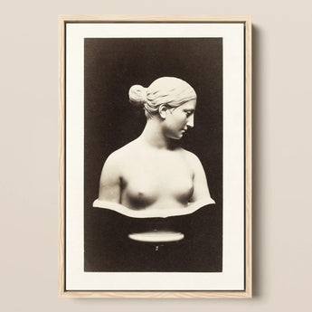 Bust of Greek Slave - Hiram Powers Art Print / Canvas Framed Black-and-white Photograph Classical Marble Sculpture Woman, Young Tilts,