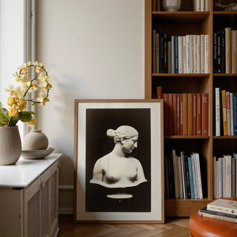 Bust of Greek Slave - Hiram Powers Art Print / Canvas Framed Black-and-white Photographic Print Classical Female Bust Profile Hiram Powers,