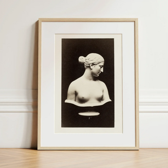 Bust of Greek Slave - Hiram Powers Art Print / Canvas Minimalist Framed Black-and-white Photographic Print Classical Female Bust Hiram