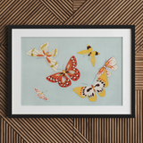 Butterflies - Kamisaka Sekka Chō Senshu impresión artística / Lienzo, 30x20’’ / 76x51cm / Marco negro / Paspartú, Pósters, impresiones y obra visual,