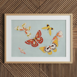 Butterflies - Kamisaka Sekka Chō Senshu impresión artística / Lienzo, 30x20’’ / 76x51cm / Marco natural / Paspartú, Pósters, impresiones y obra visual,