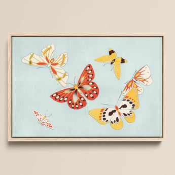 Butterflies - Kamisaka Sekka Chō Senshu Art Print / Canvas, 18x12’’ / 46x31cm / Natural Frame, Posters Prints & Visual Artwork, Toby Leon