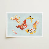 Butterflies - Kamisaka Sekka Cho Senshu Art Print / Canvas Rectangular Framed Light Blue Background Illustrated Sekka’s Vibrant, Japan’s