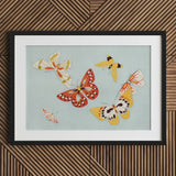 Butterflies - Kamisaka Sekka Cho Senshu Art Print / Canvas Framed Artwork Collection Colorful Stylized Red Yellow Sekka’s Vibrant, Japan’s
