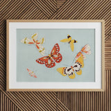 Butterflies - Kamisaka Sekka Cho Senshu Art Print / Canvas Framed Artwork Collection Colorful Stylized Red Yellow Sekka’s Vibrant, Japan’s